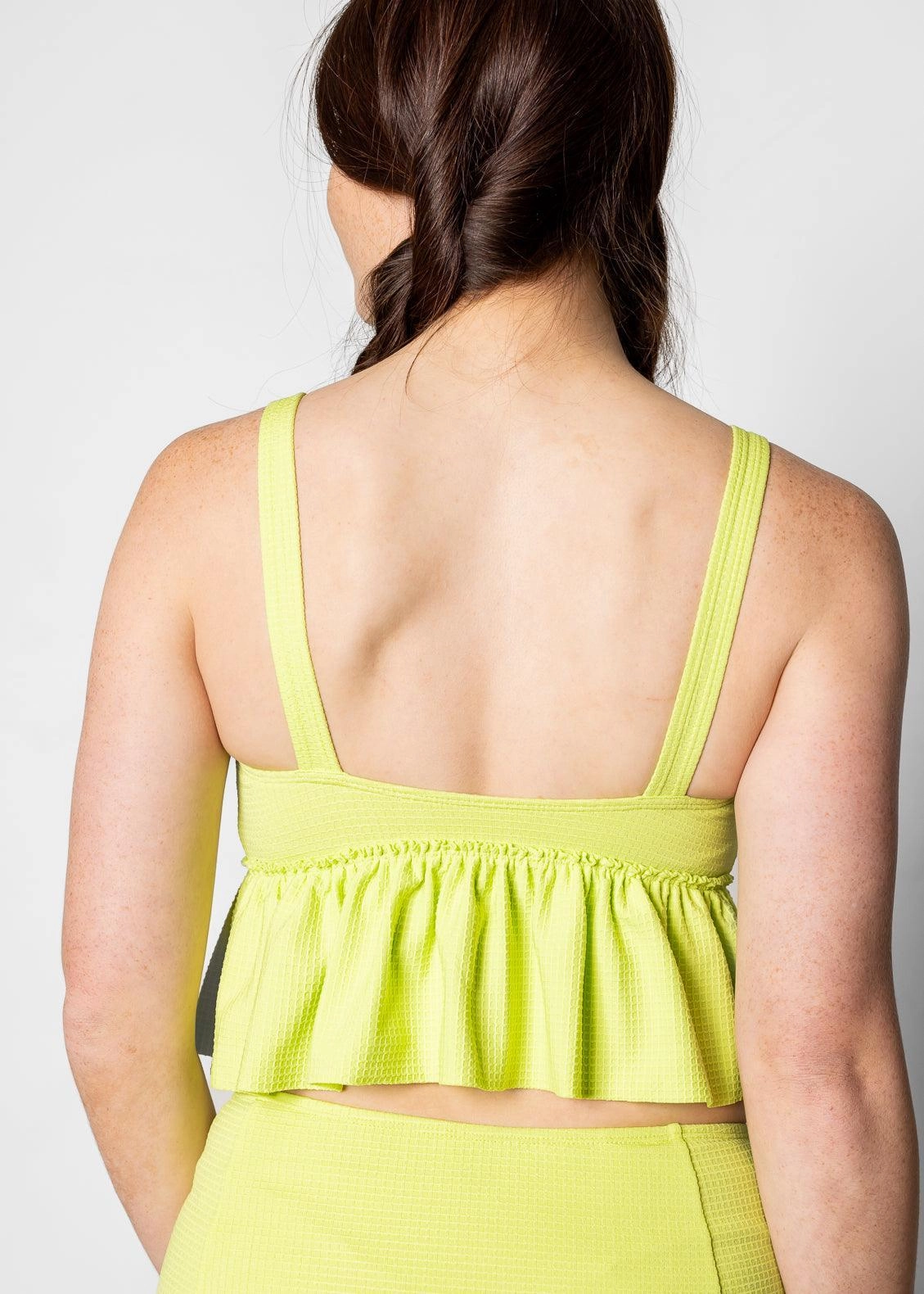 Waffled Glow Green | V-Neck Top