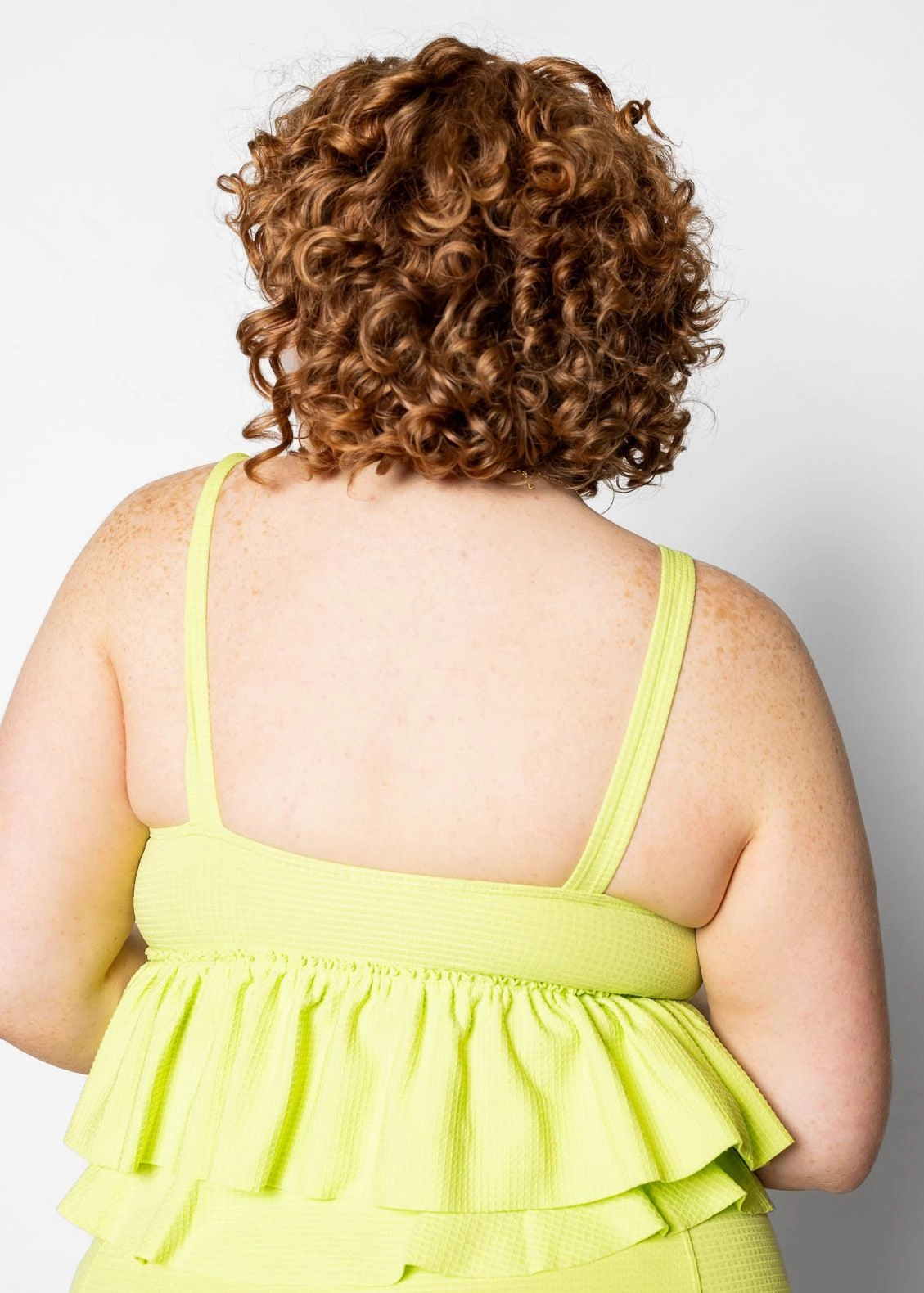 Waffled Glow Green | V-Neck Top