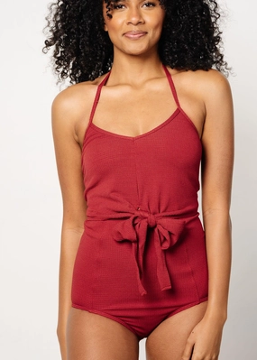 Waffled Maroon | Extended High-Waisted Bottoms