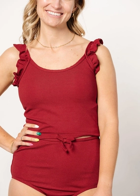 Waffled Maroon | Flutter Top