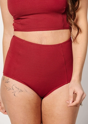 Waffled Maroon | High-Waisted Bottoms