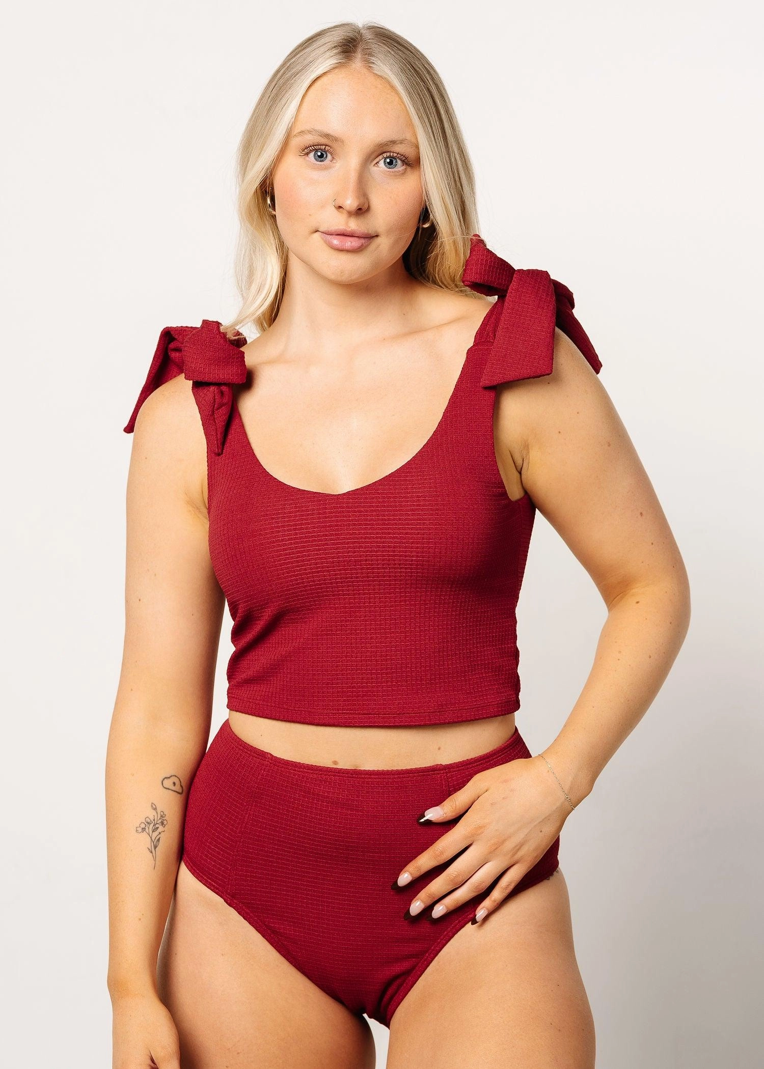 Waffled Maroon | Knot Top