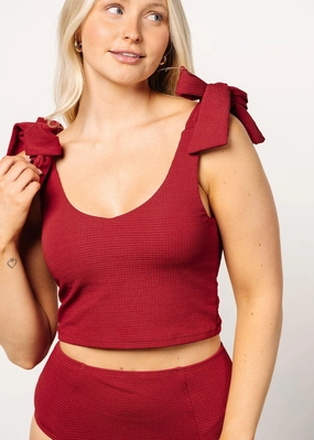 Waffled Maroon | Knot Top