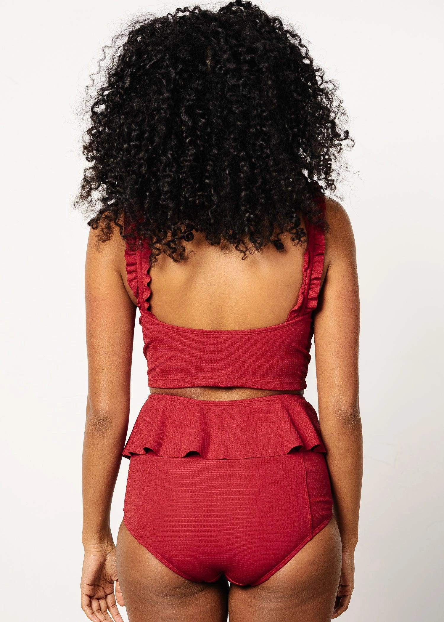 Waffled Maroon | Peplum Bottoms
