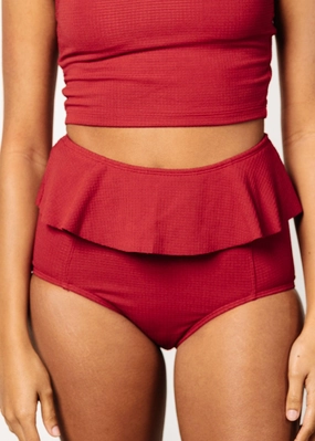 Waffled Maroon | Peplum Bottoms