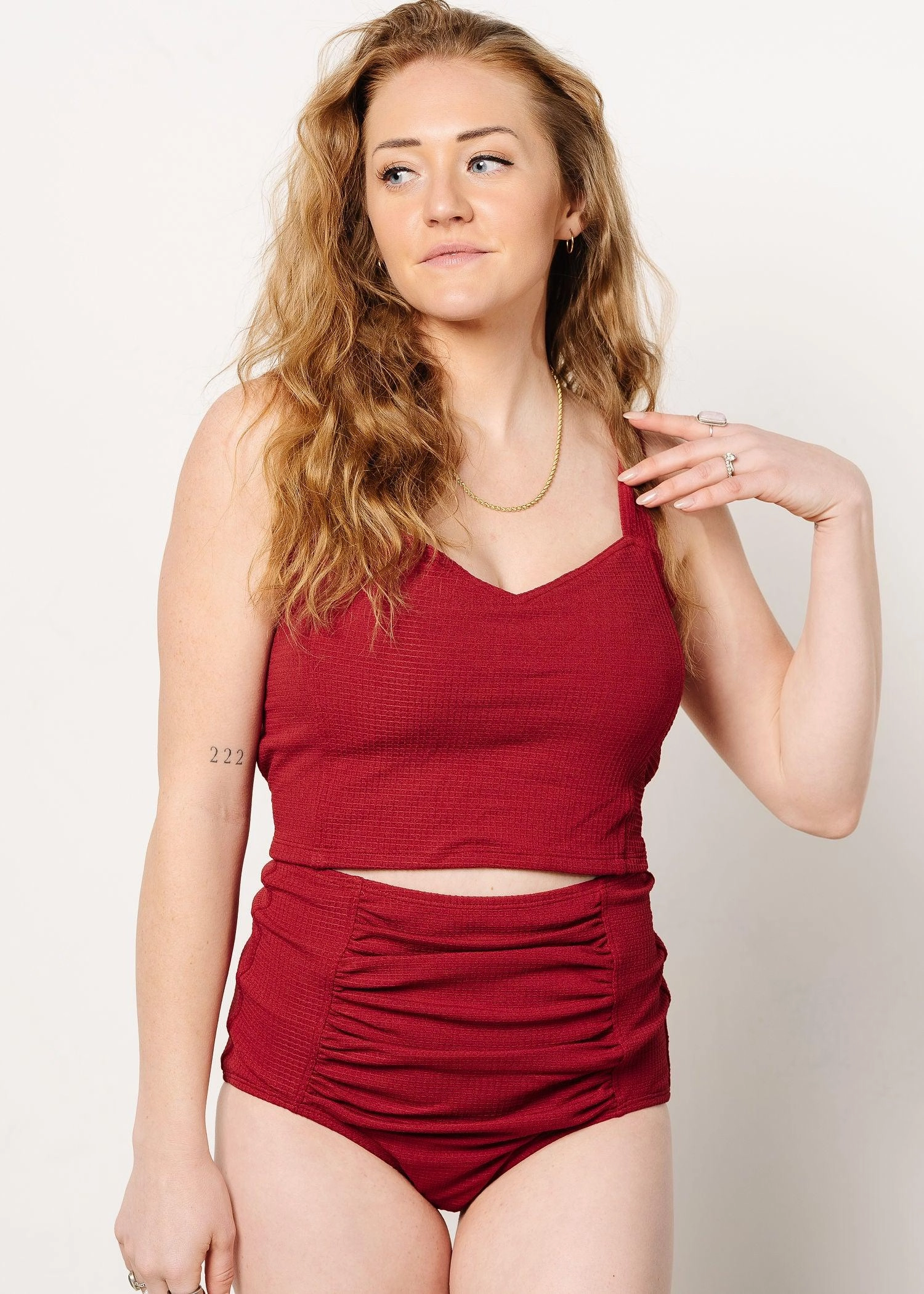 Waffled Maroon | Ruched Bottoms 2.0