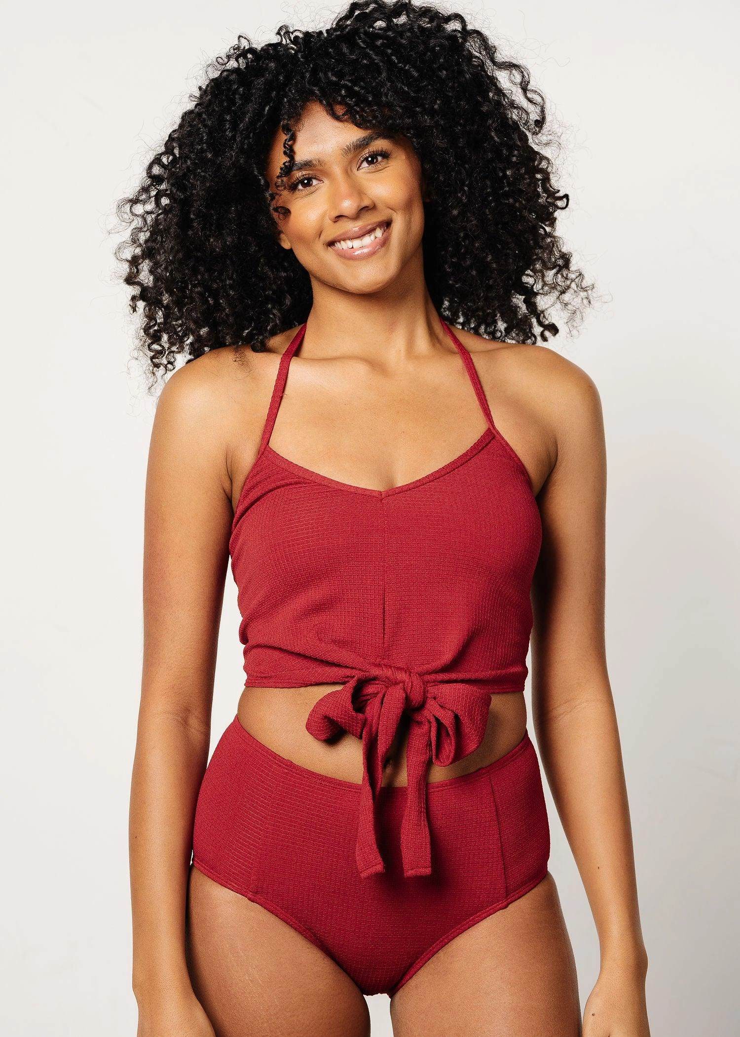 Waffled Maroon | Tied-Up Top