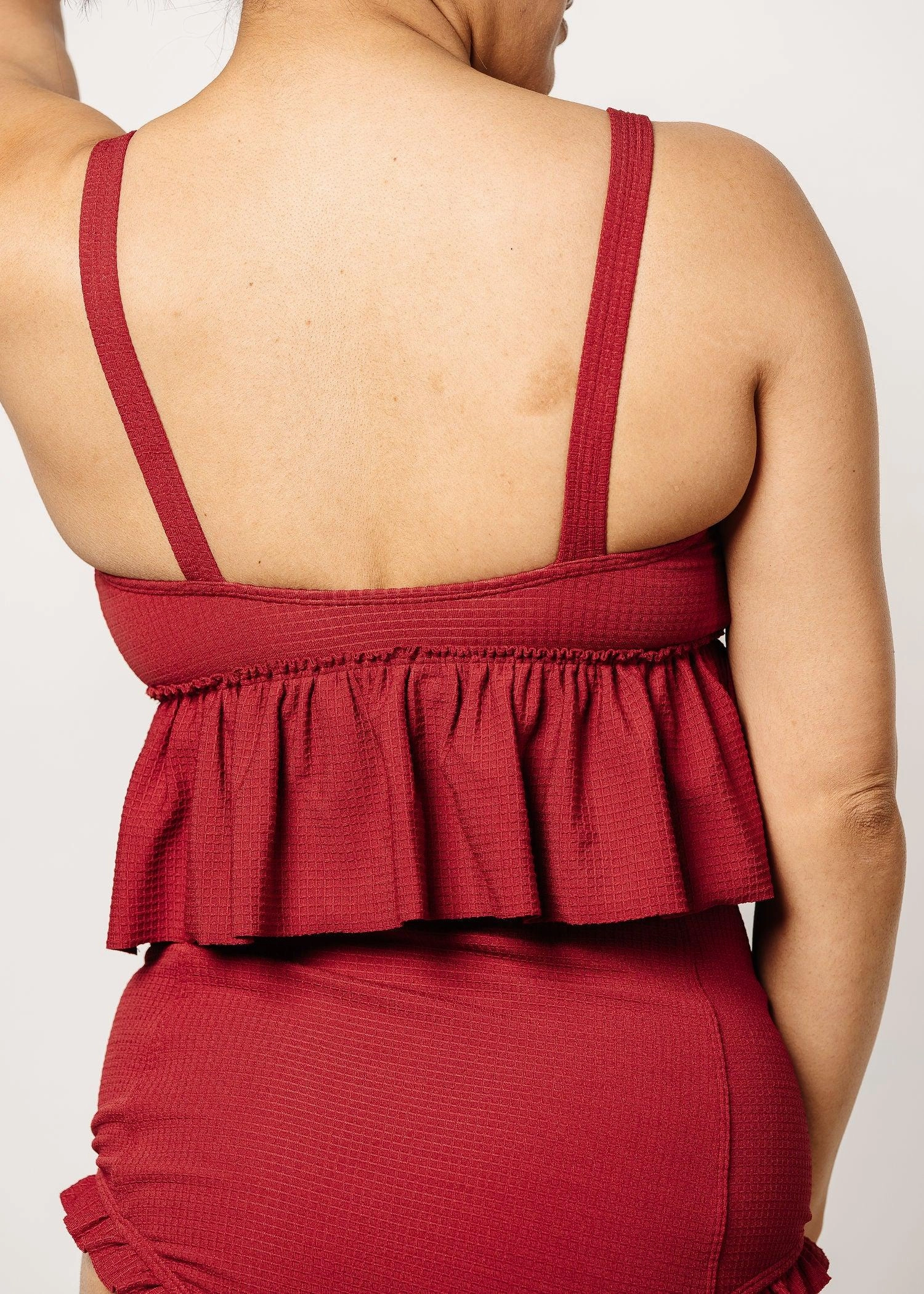 Waffled Maroon | V-Neck Top