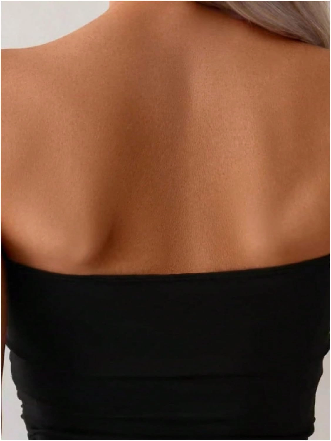 WDIRARA Women's 2 Piece Color Block Tankini Set Bandeau Strapless Ruched Bathing Swimsuit