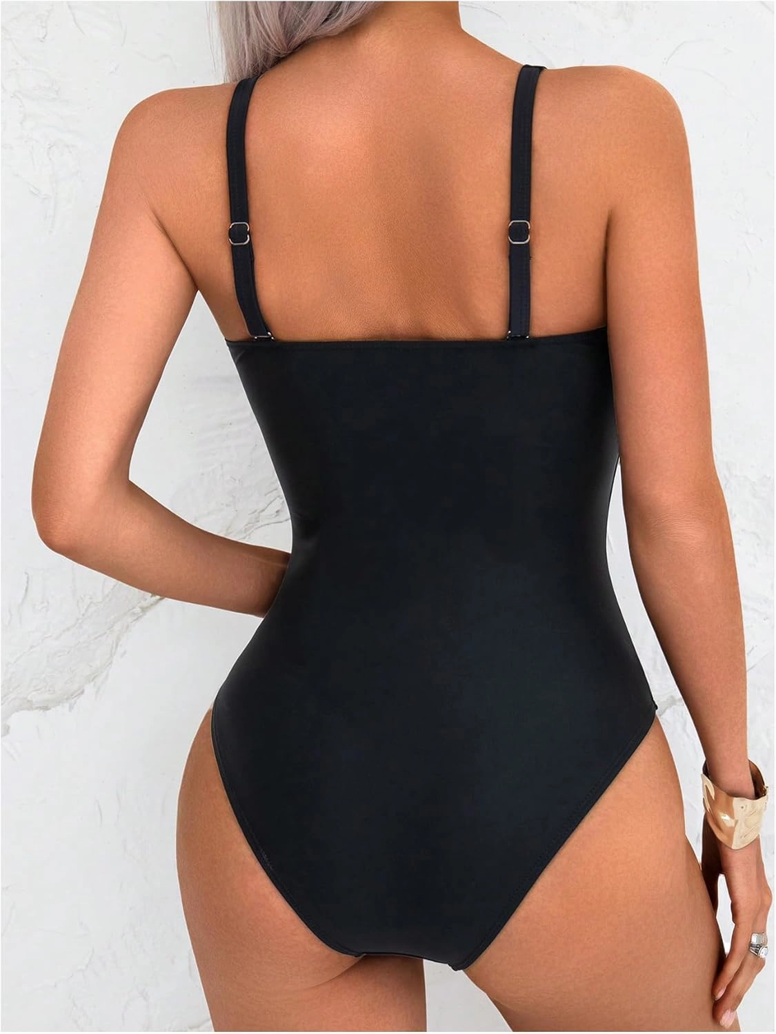 WDIRARA Women's Bowknot Strapless One Piece Swimsuit Colorblock Bandeau Bathing Suit with Removable Strap