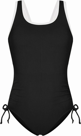 Weixinbuy Girls Swimsuit Ribbed Bathing Suit for Girls Adjustable Strap Color Block Summer Beach One Piece Swimsuit