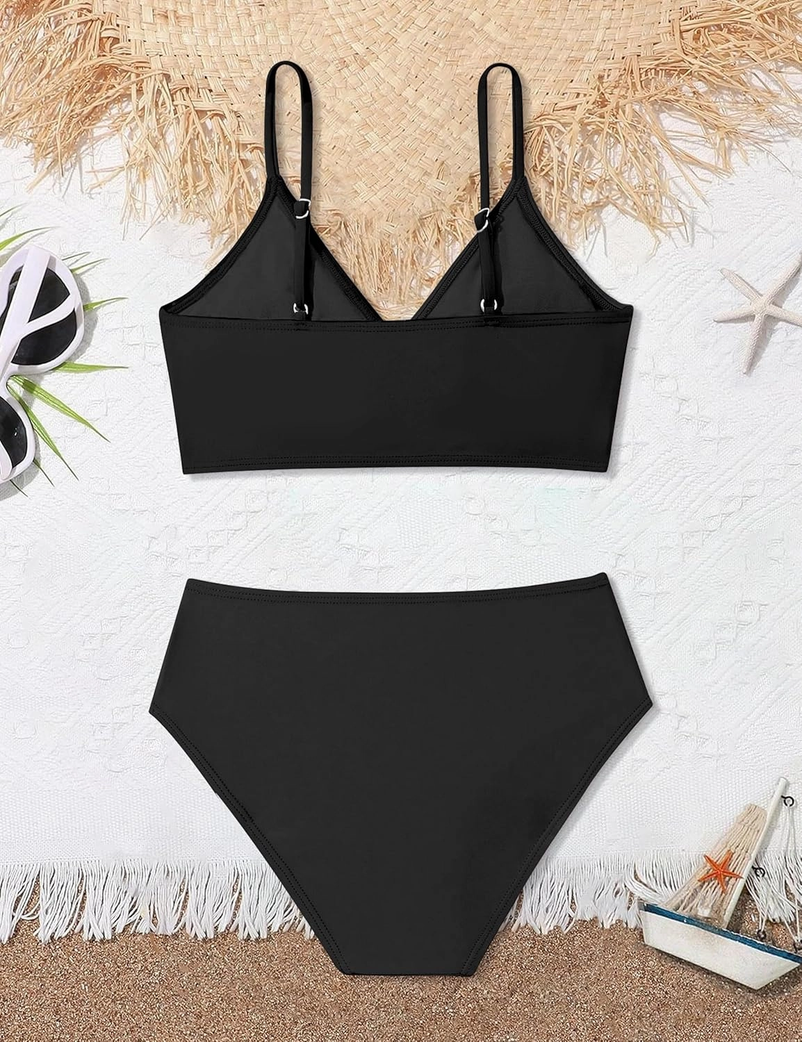 WIQI Girls Swimsuit Bikini Set 2 Piece Bathing Suits Color Block Criss Cross Swimwear Size 9-16