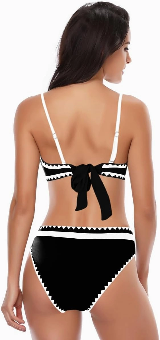 Women's Bandeau Bikini Strapless Bikini Neon Color Block Two Piece Whip Stitch Trim Bathing Suits