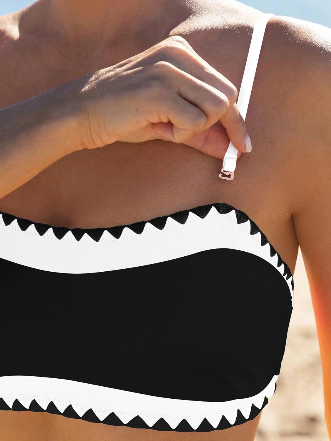 Women's Bandeau Bikini Strapless Bikini Neon Color Block Two Piece Whip Stitch Trim Bathing Suits