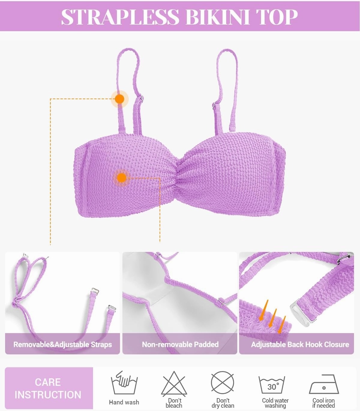Women Strapless Bikini Swimsuit Tops - Bandeau Tube Bathing Suit Top