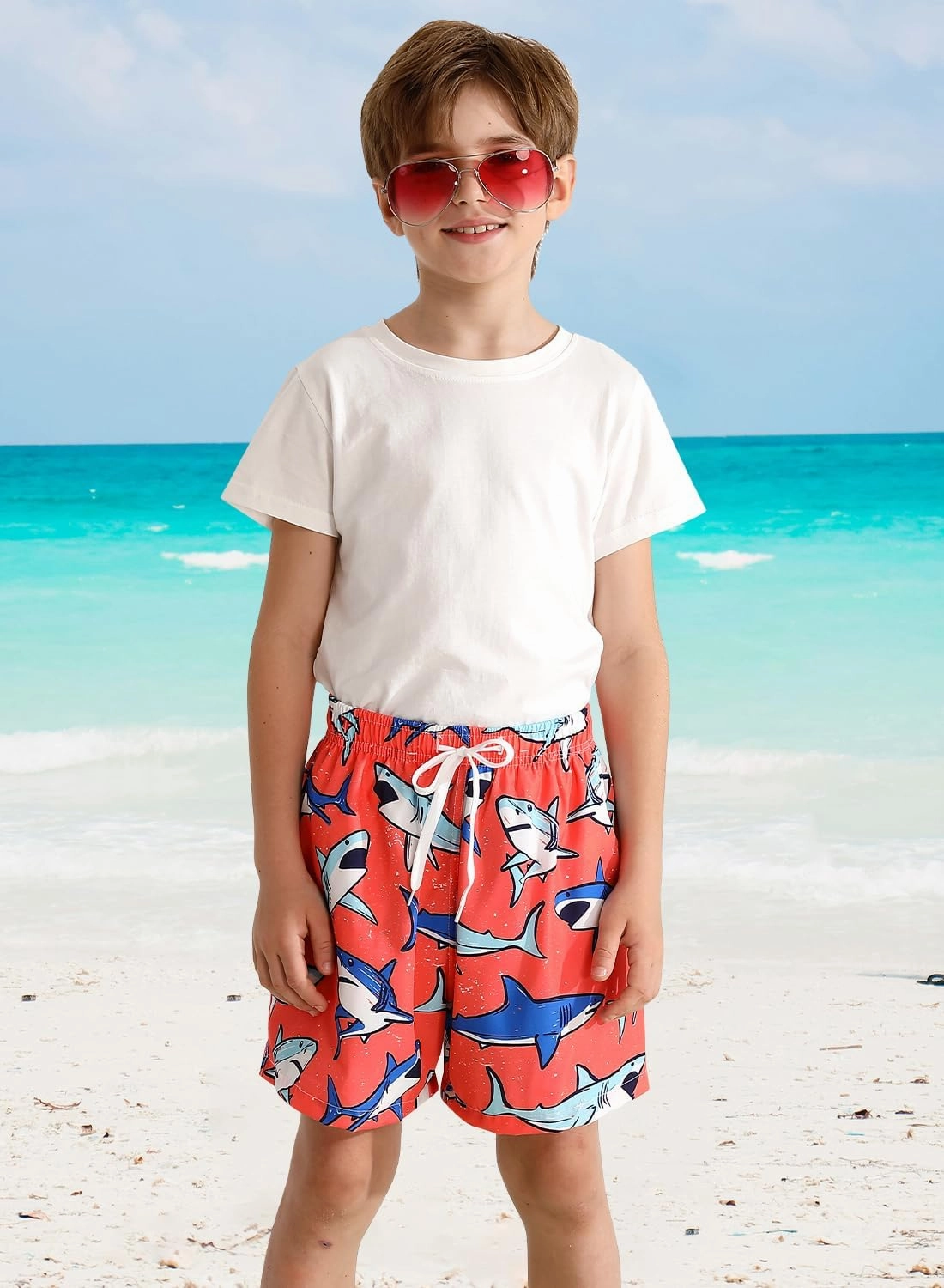 XiaoMoSha Boys Swim Trunks with Compression Liner Teen Kids Swim Shorts Quick Dry Toddler Beach Swimsuit 4-16 Years