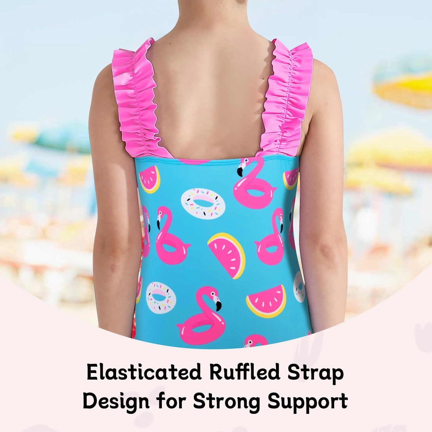 XiaoMoSha Girls One Piece Swimsuit Ruffled Straps Bathing Suits Summer Swim Suit Quick Dry Beach Swimwear for Kids 3-10 Years