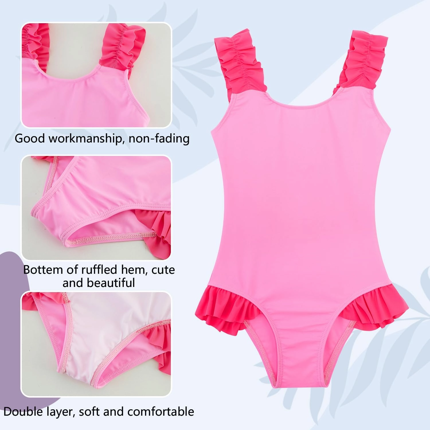 XiaoMoSha Girls One Piece Swimsuit Ruffled Straps Bathing Suits Summer Swim Suit Quick Dry Beach Swimwear for Kids 3-10 Years
