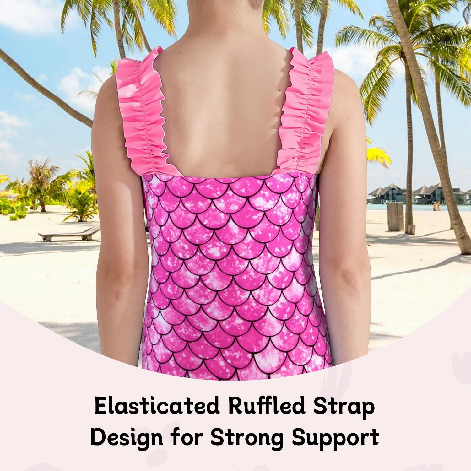 XiaoMoSha Girls One Piece Swimsuit Ruffled Straps Bathing Suits Summer Swim Suit Quick Dry Beach Swimwear for Kids 3-10 Years