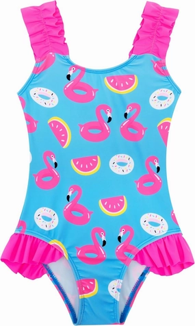 XiaoMoSha Girls One Piece Swimsuit Ruffled Straps Bathing Suits Summer Swim Suit Quick Dry Beach Swimwear for Kids 3-10 Years