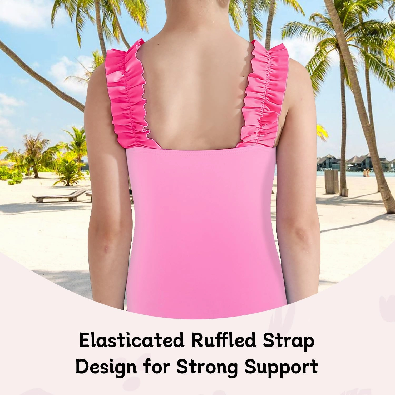 XiaoMoSha Girls One Piece Swimsuit Ruffled Straps Bathing Suits Summer Swim Suit Quick Dry Beach Swimwear for Kids 3-10 Years
