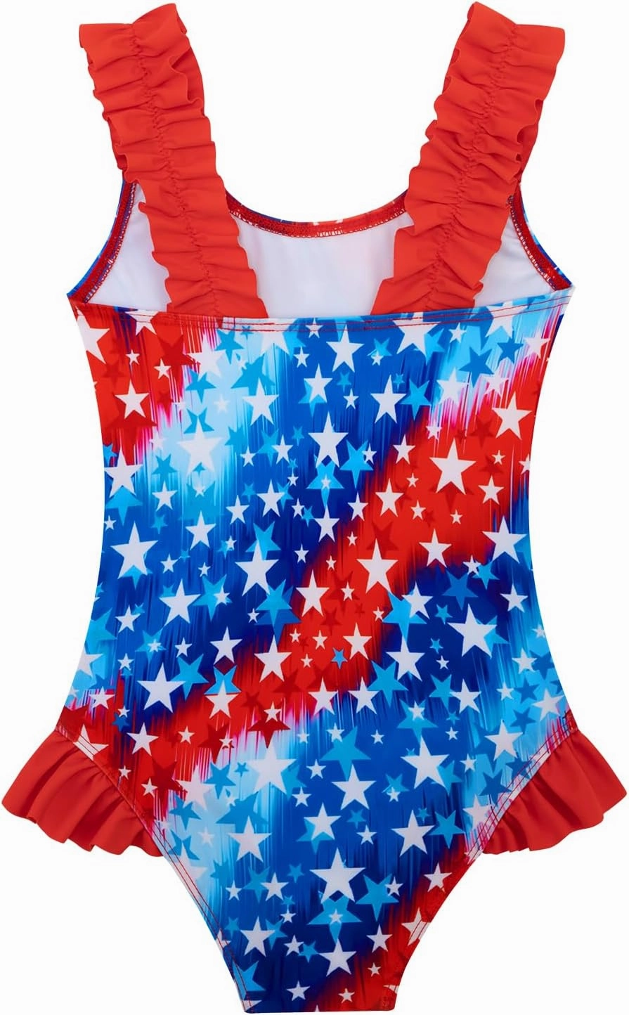XiaoMoSha Girls One Piece Swimsuit Ruffled Straps Bathing Suits Summer Swim Suit Quick Dry Beach Swimwear for Kids 3-10 Years