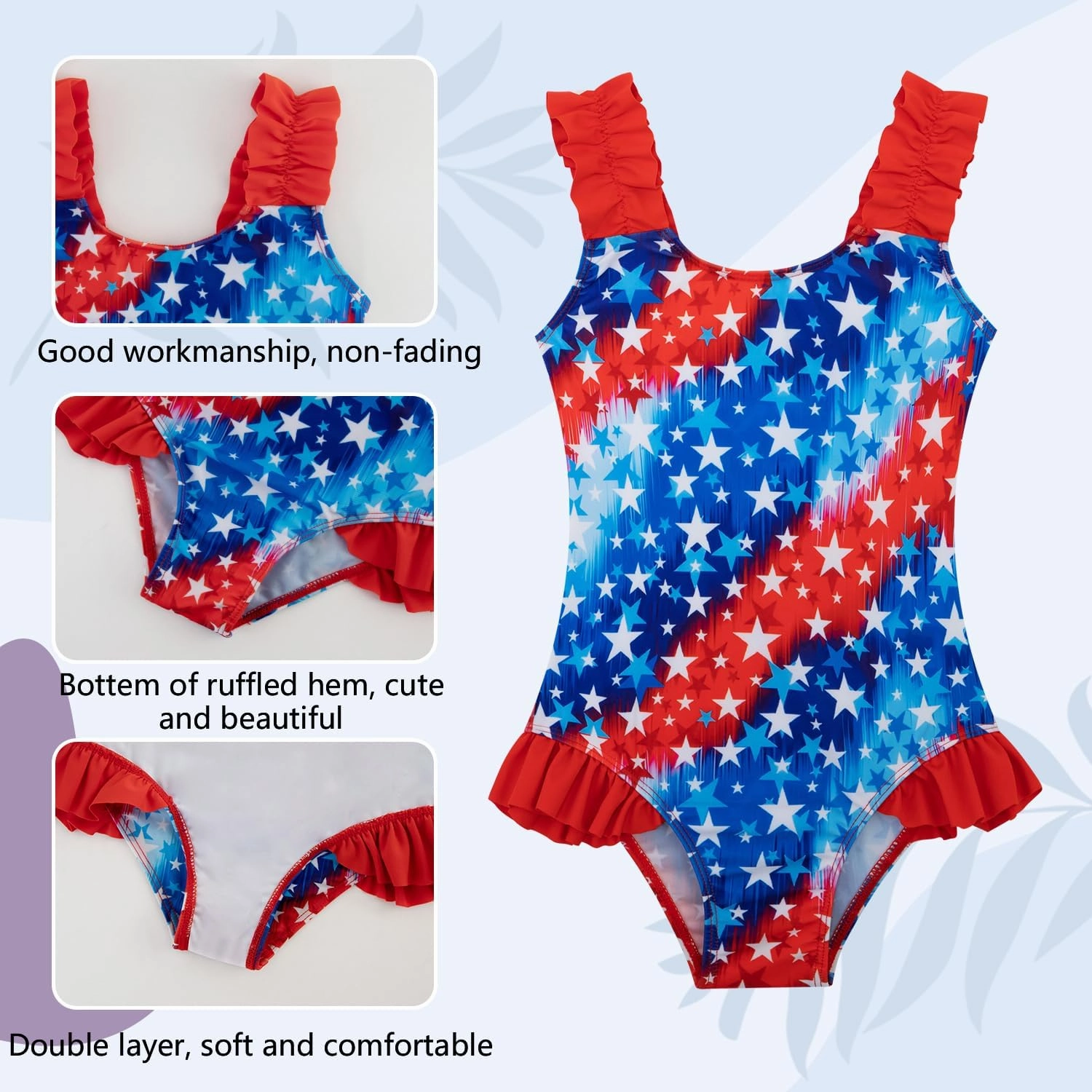 XiaoMoSha Girls One Piece Swimsuit Ruffled Straps Bathing Suits Summer Swim Suit Quick Dry Beach Swimwear for Kids 3-10 Years