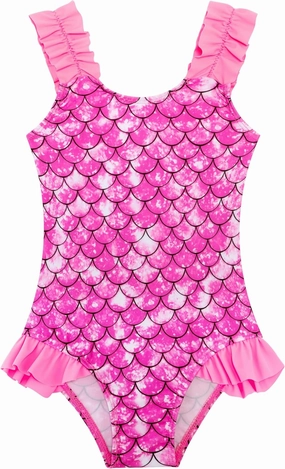 XiaoMoSha Girls One Piece Swimsuit Ruffled Straps Bathing Suits Summer Swim Suit Quick Dry Beach Swimwear for Kids 3-10 Years