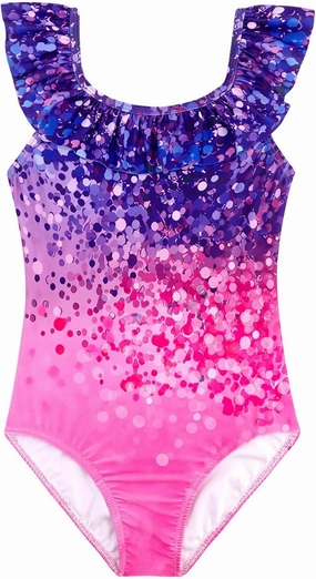 XiaoMoSha Girls Swimsuits Ruffled Round Neck One Piece Bathing Suits Quick Dry UPF 50  Summer Hawaii Swimwear for Kids 3-10T