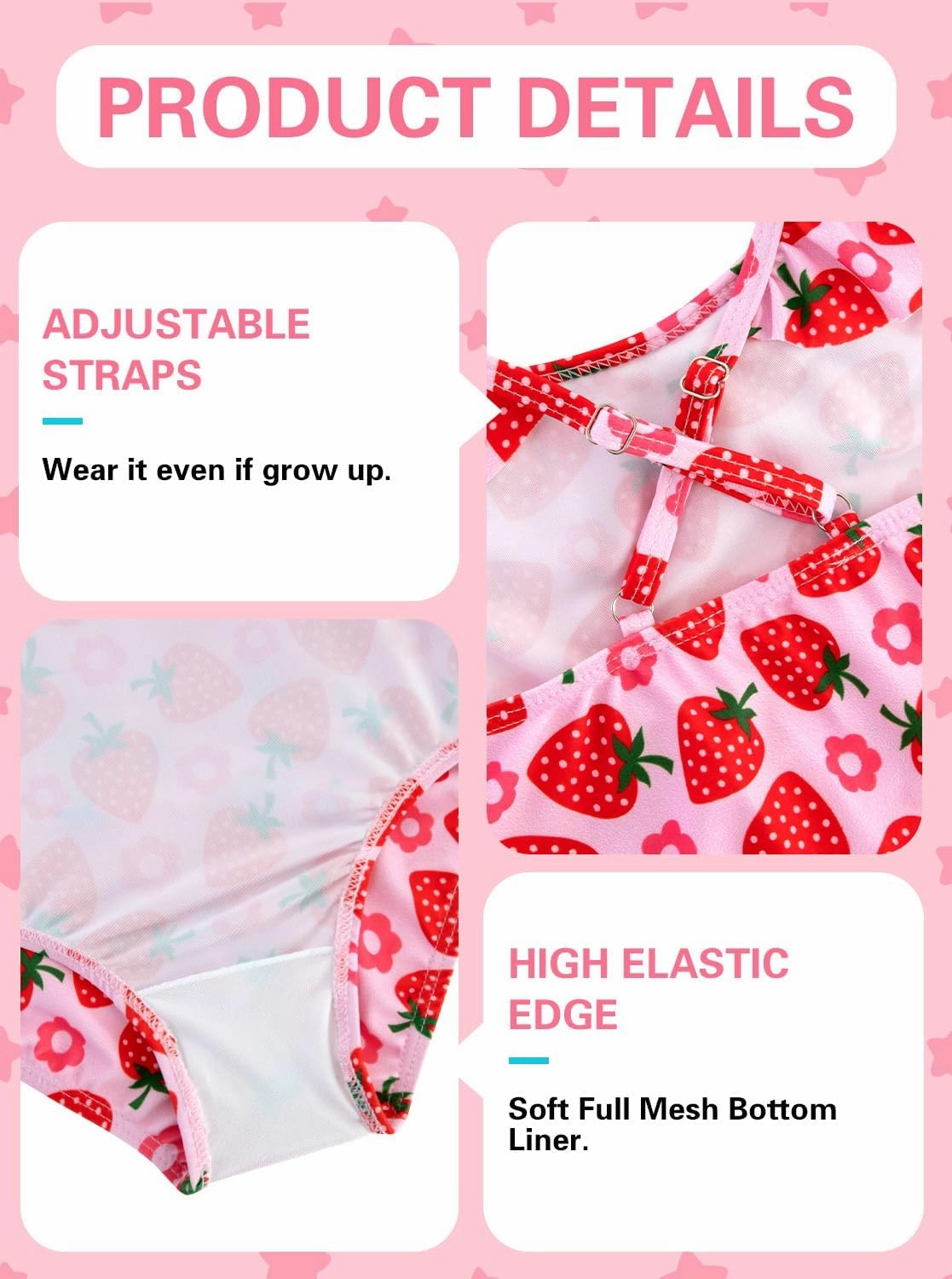 XiaoMoSha Girls Swimsuits Ruffled Round Neck One Piece Bathing Suits Quick Dry UPF 50  Summer Hawaii Swimwear for Kids 3-10T