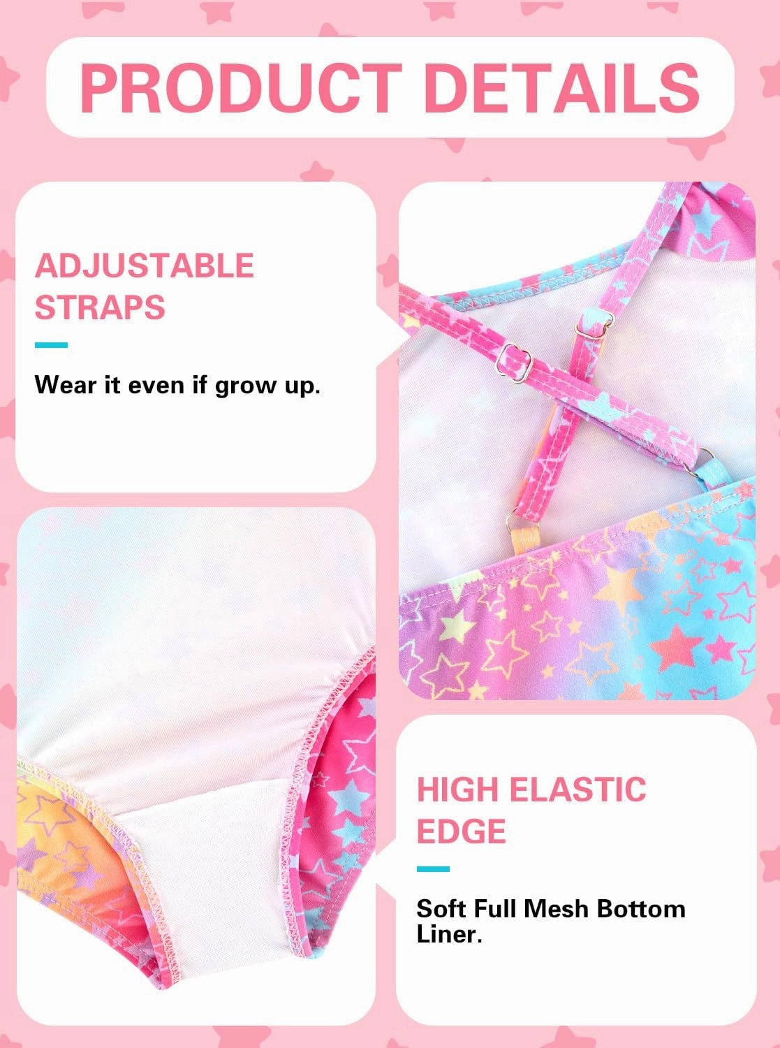 XiaoMoSha Girls Swimsuits Ruffled Round Neck One Piece Bathing Suits Quick Dry UPF 50  Summer Hawaii Swimwear for Kids 3-10T