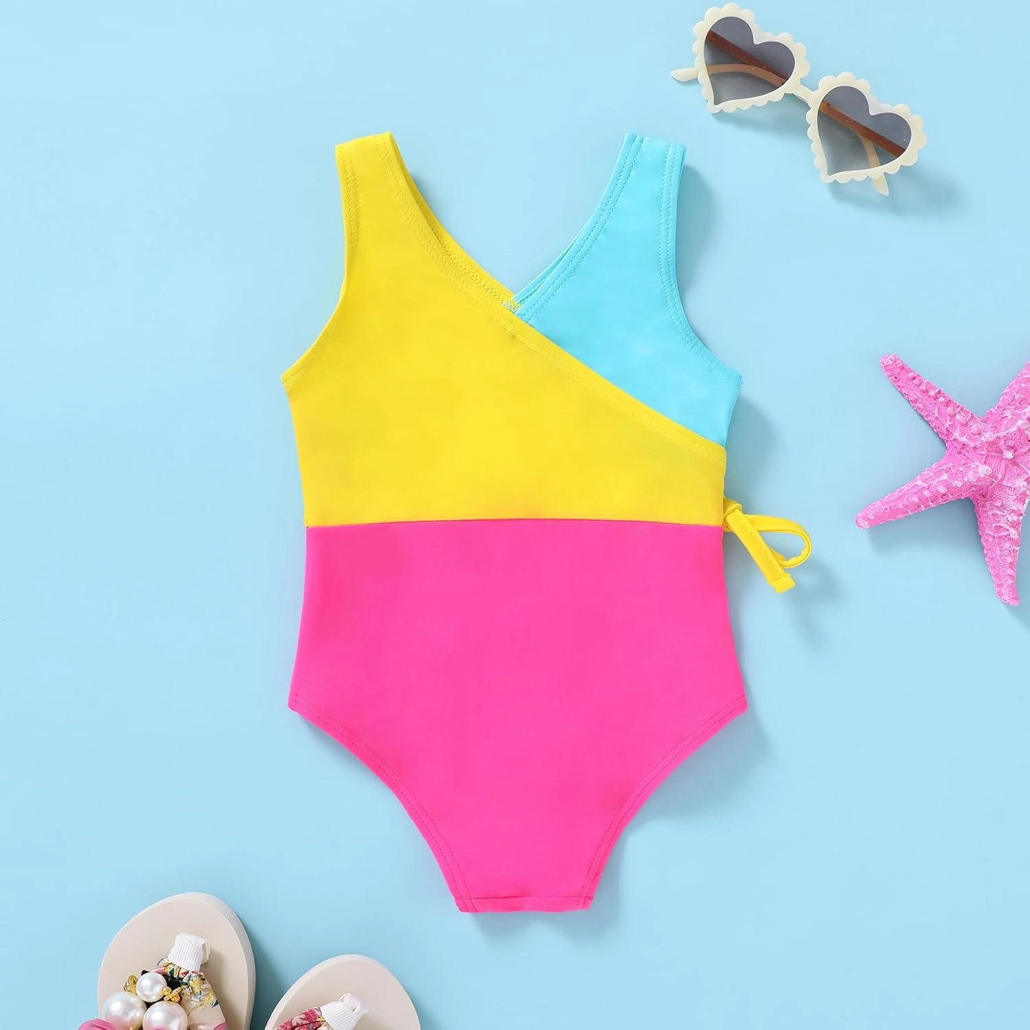 YOUNGER TREE Toddler Girl One Piece Swimsuit Color Block Stripe Swimwear Summer Beach Bathing Suit 12M-5T