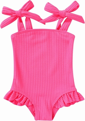 YOUNGER TREE Toddler Swimsuit Girl Color Block Stripe One-Piece Swimwear Baby Girl Bathing Suits