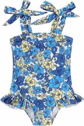 YOUNGER TREE Toddler Swimsuit Girl Color Block Stripe One-Piece Swimwear Baby Girl Bathing Suits
