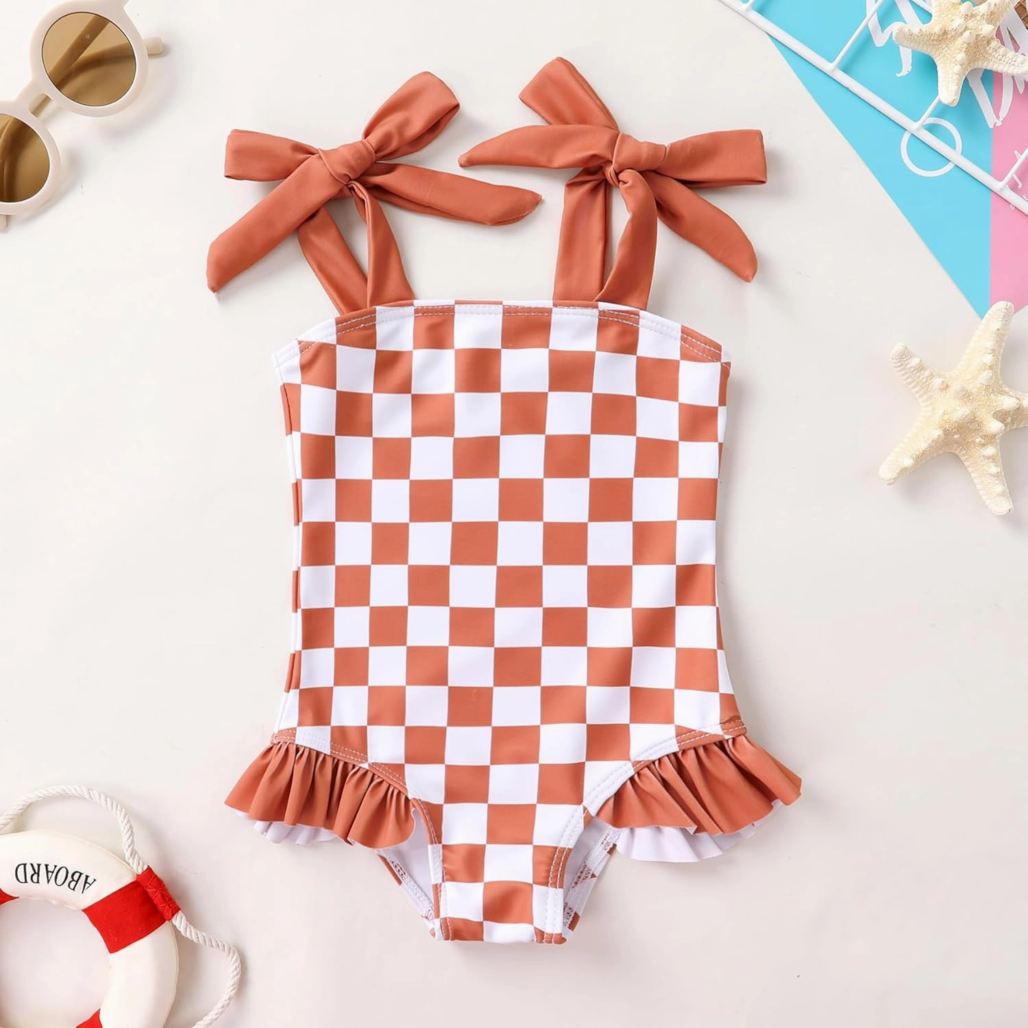 YOUNGER TREE Toddler Swimsuit Girl Color Block Stripe One-Piece Swimwear Baby Girl Bathing Suits