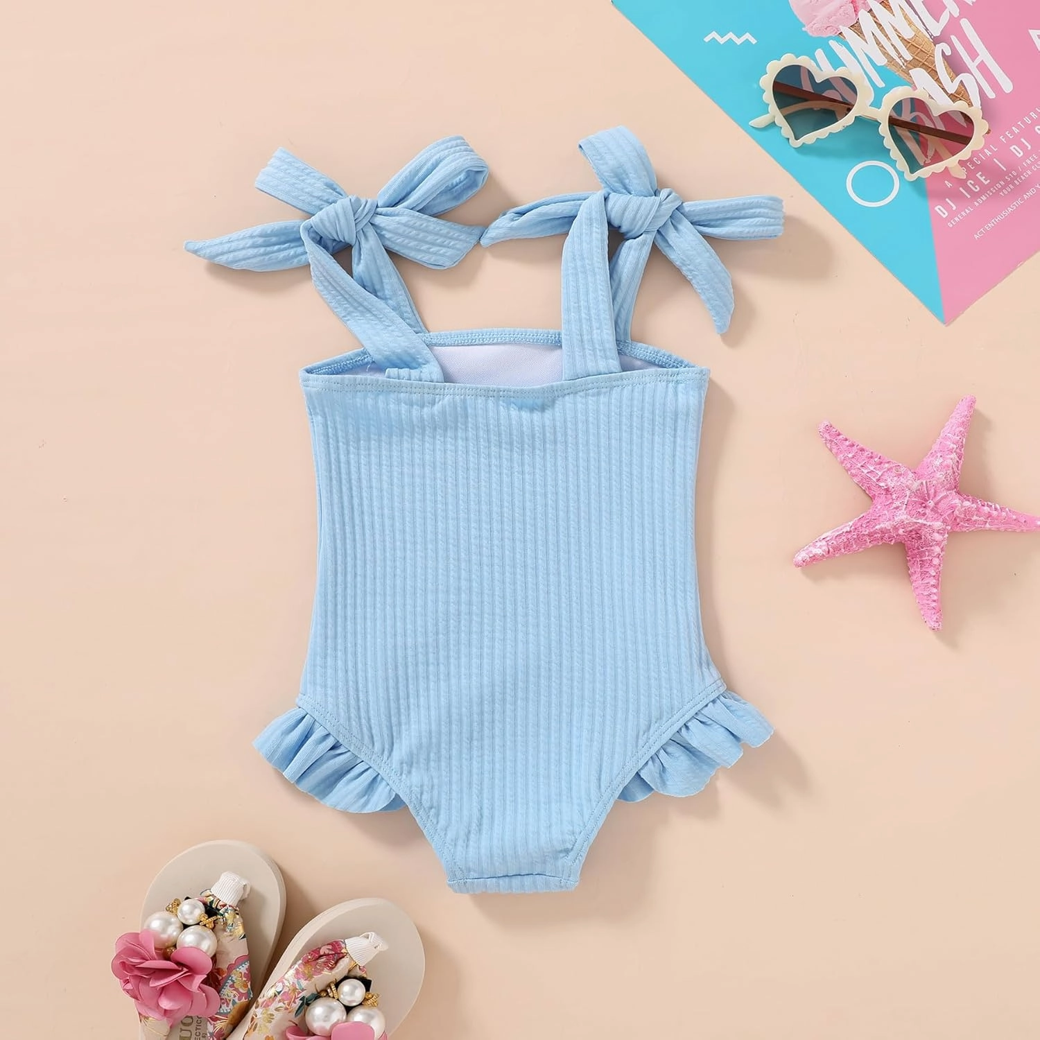 YOUNGER TREE Toddler Swimsuit Girl Color Block Stripe One-Piece Swimwear Baby Girl Bathing Suits