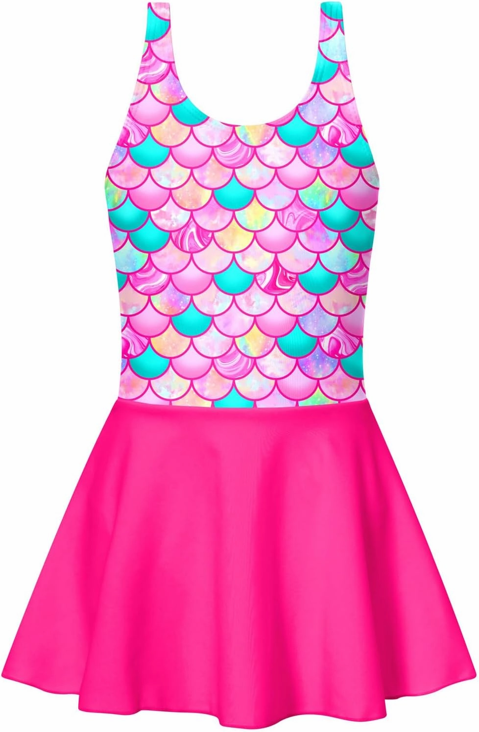 Yousie Girls Swimsuit One Piece Tropical Kids Bathing Suit Swimwear Adjustable Swim Dress 5-9 Years