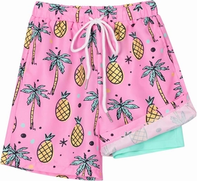 Youth Boys Swim Trunks with Compression Liner Swim Shorts Quick Dry Swimming Trunks Teen Kids Swimsuit Board Shorts
