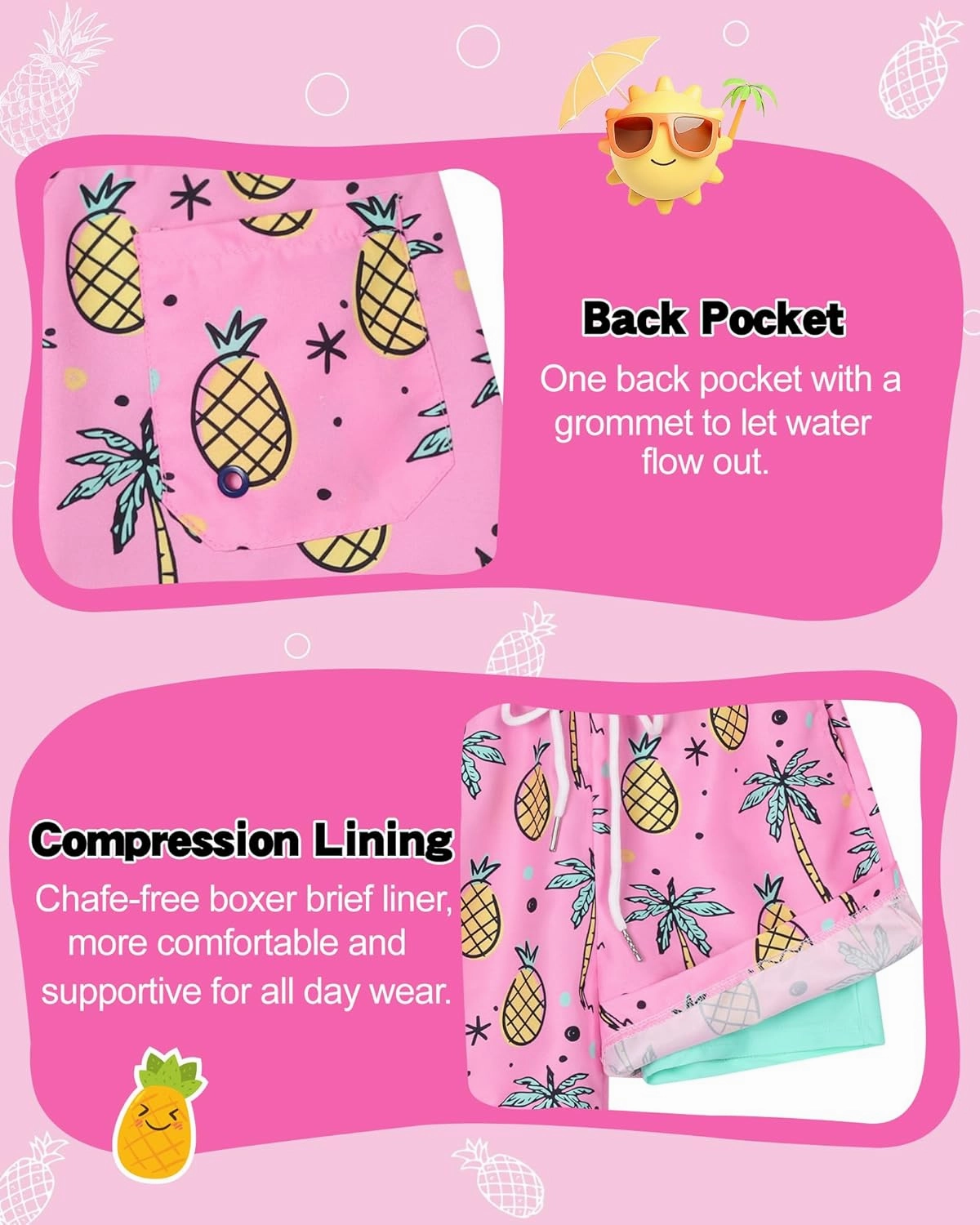 Youth Boys Swim Trunks with Compression Liner Swim Shorts Quick Dry Swimming Trunks Teen Kids Swimsuit Board Shorts