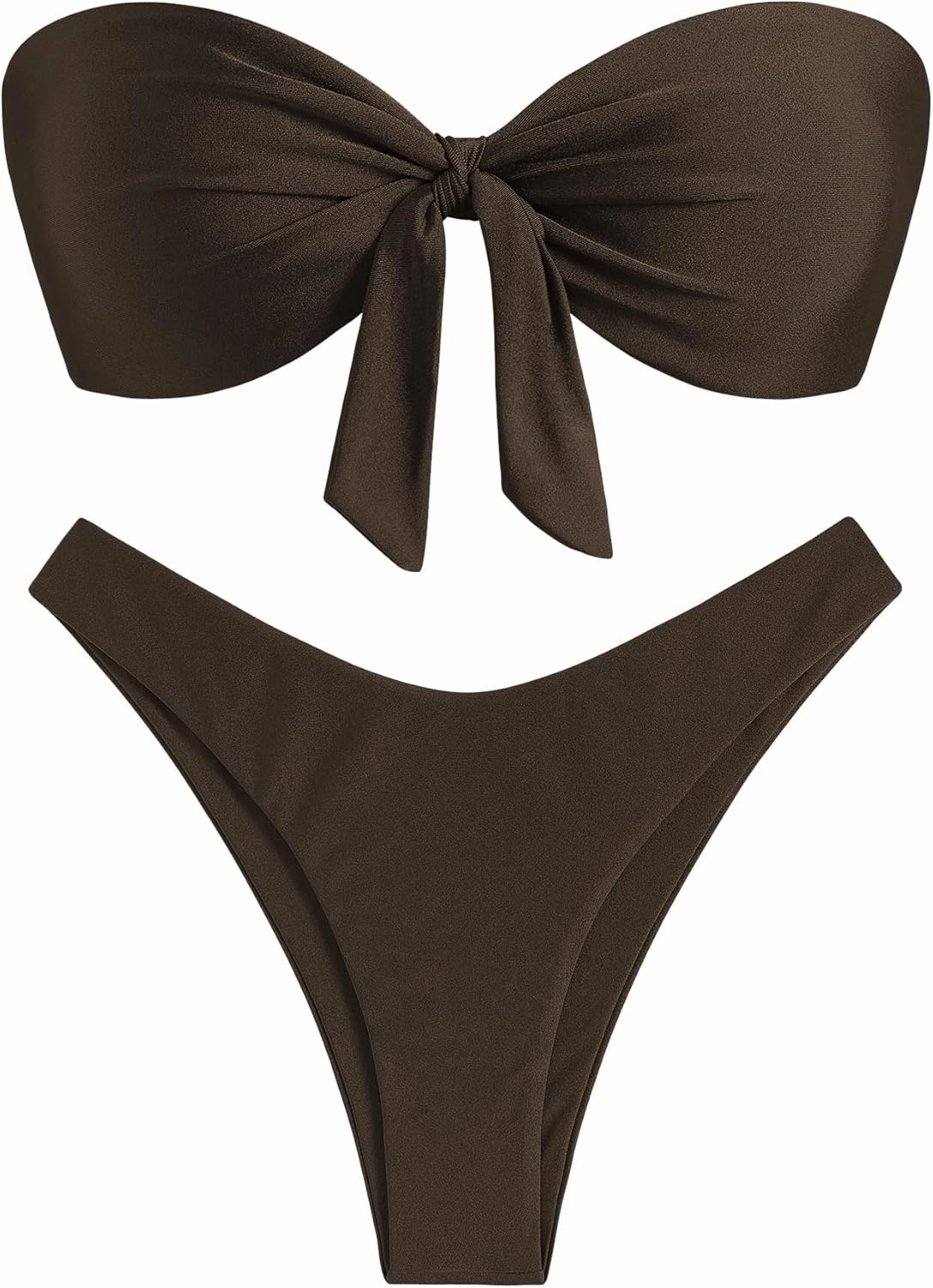 ZAFUL Knotted Bandeau Bikini for Women Strapless Swimsuits High Cut Bathing Suit Sexy Cheeky Tie Side Swimwears