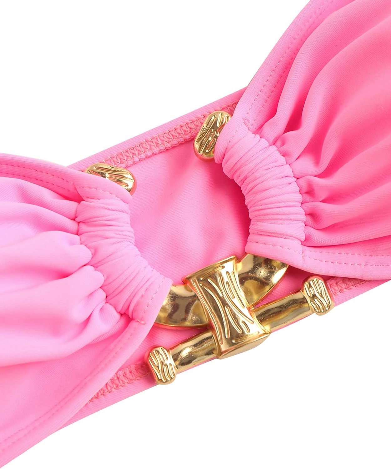 ZAFUL Metal Ring Bandeau Bikini Set Tie Side Bathing Suit High Cut 2 Piece Swimsuit Cutout Swimwear