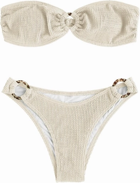 ZAFUL O Ring Bandeau Bikini Sets for Women Sexy Strapless Swimsuits 2 Piece High Cut Bathing Suit