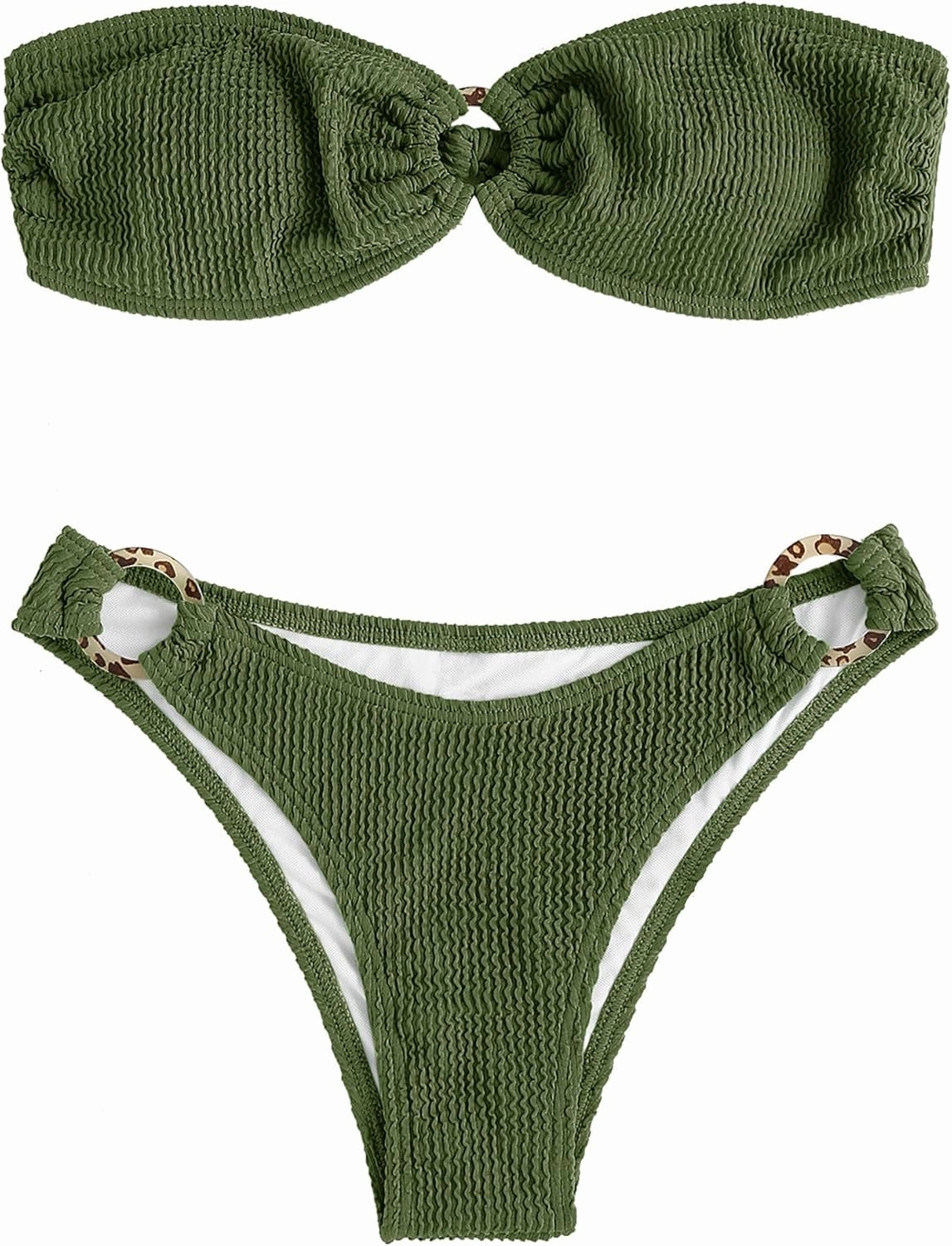 ZAFUL O Ring Bandeau Bikini Sets for Women Sexy Strapless Swimsuits 2 Piece High Cut Bathing Suit