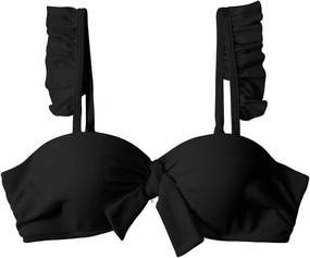 ZAFUL Women Push Up Bandeau Bikini Top Strapless Swimsuit Solid Twist Front Bathing Suits Tube Top
