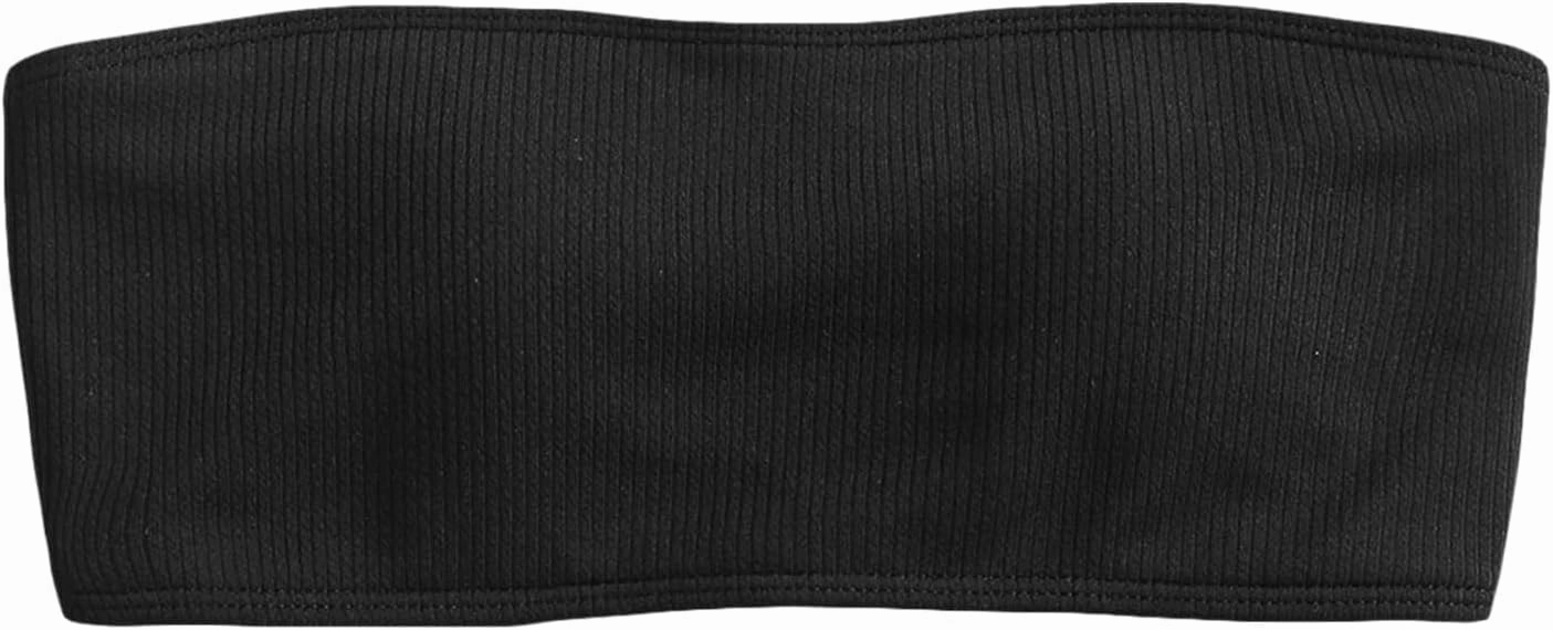 ZAFUL Women's Lace Up Strapless Bandeau Bikini Top - Solid Color Bathing Suit Swimsuit