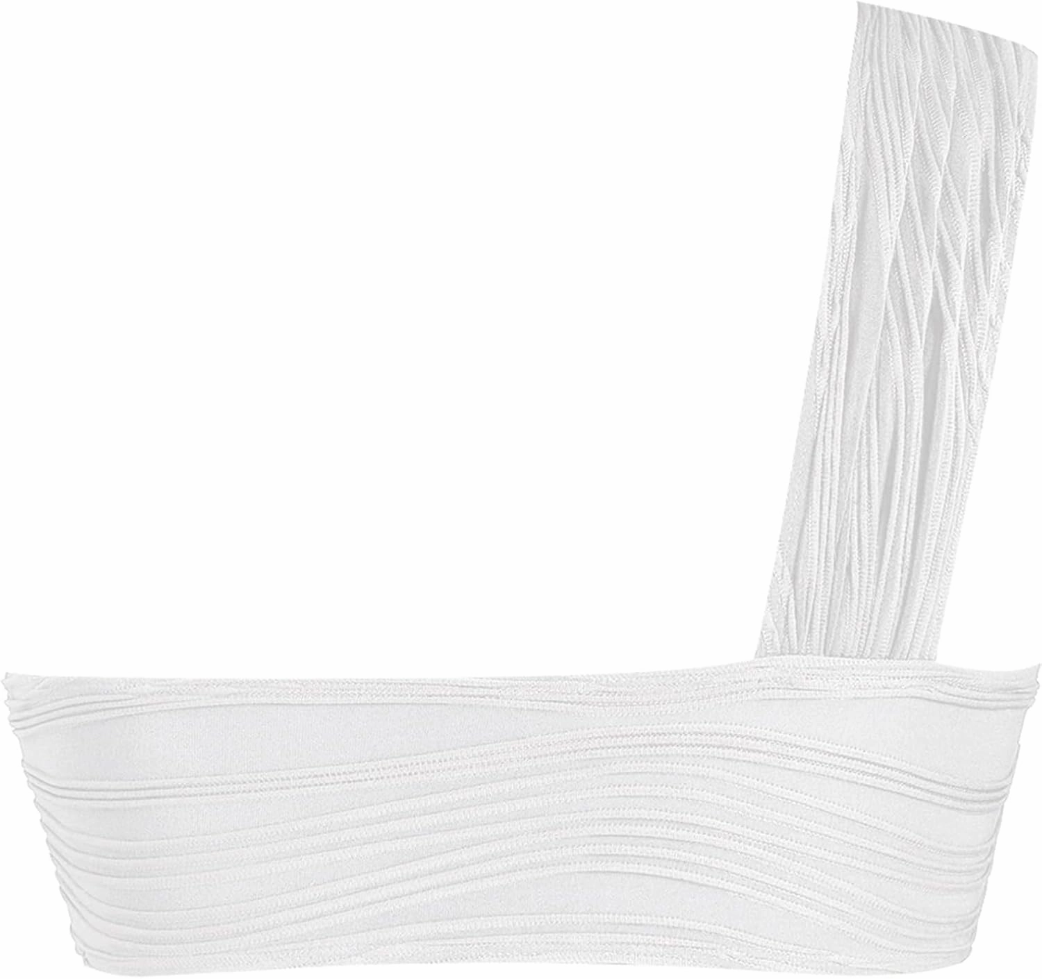 ZAFUL Women's One Shoulder Bikini Top Twisted Ruched Padded Bandeau Bikini Top Swimsuit Bathing Suits Top