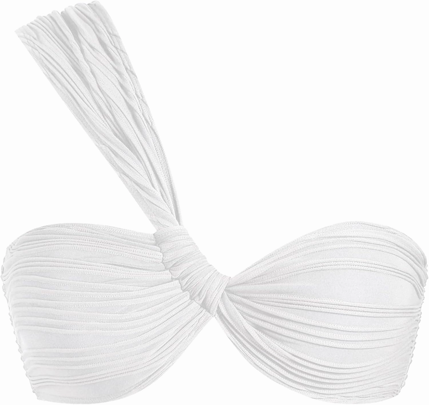 ZAFUL Women's One Shoulder Bikini Top Twisted Ruched Padded Bandeau Bikini Top Swimsuit Bathing Suits Top