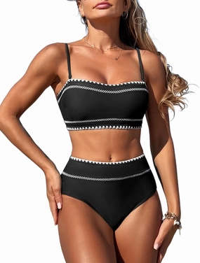 ZAFUL Women's Sexy Bikini Sets 2025 2 Piece Swimwear String Detachable Straps Swimsuit High Waisted Bathing Suits