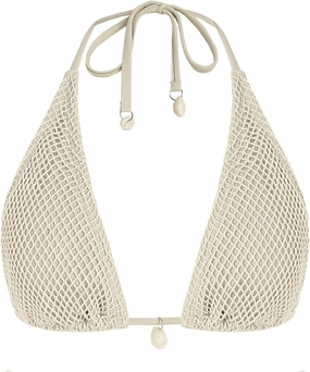 ZAFUL Women's Triangle Bikini Top Multiway Fishnet Tie Back Bandeau Halter String Bikini Swimsuit Bathing Suit