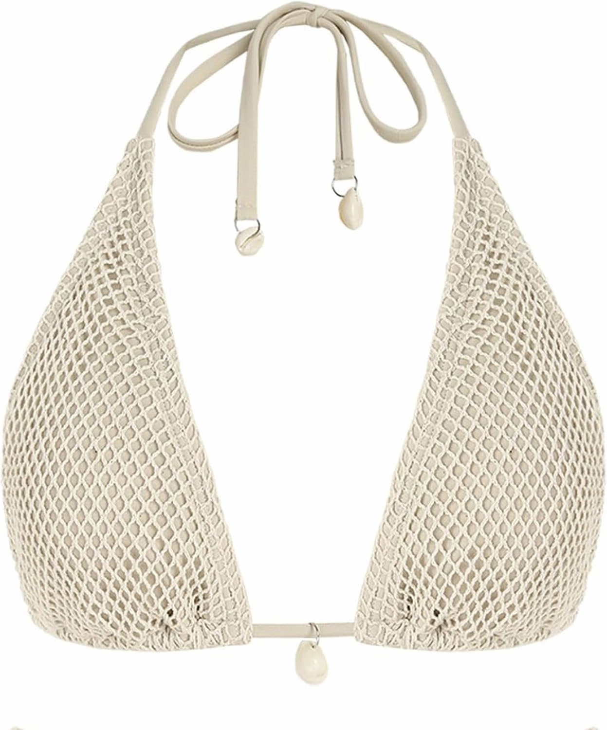 ZAFUL Women's Triangle Bikini Top Multiway Fishnet Tie Back Bandeau Halter String Bikini Swimsuit Bathing Suit